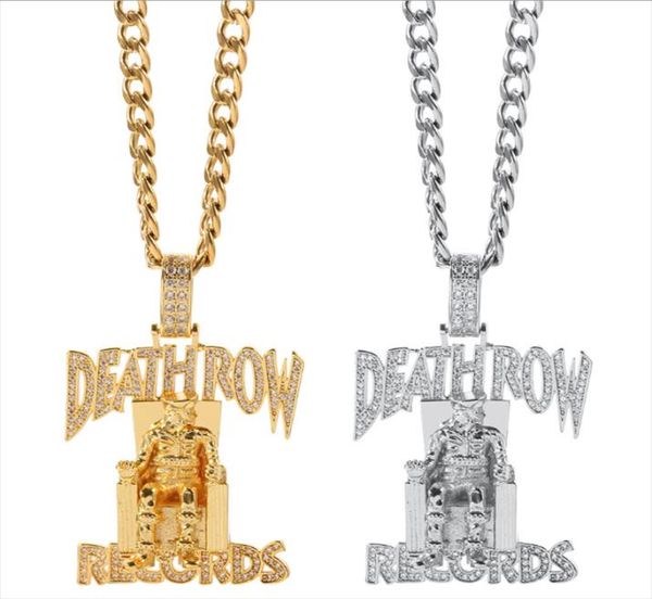 

2pcs crystal deathrowrecords prisoner pendant necklace for women mens hip hop accessories for jewelry necklace neck link chain9692529, Silver