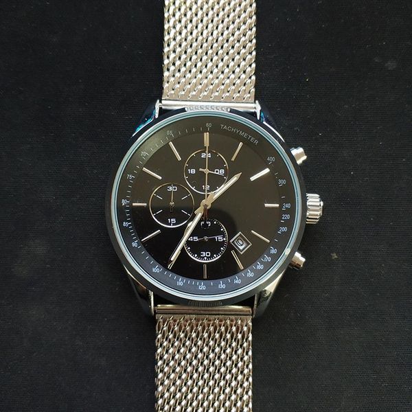 

selling men watches stainless mesh strap watch all dial work functional chronograph quartz watch waterproof satch high qua273i, Slivery;brown