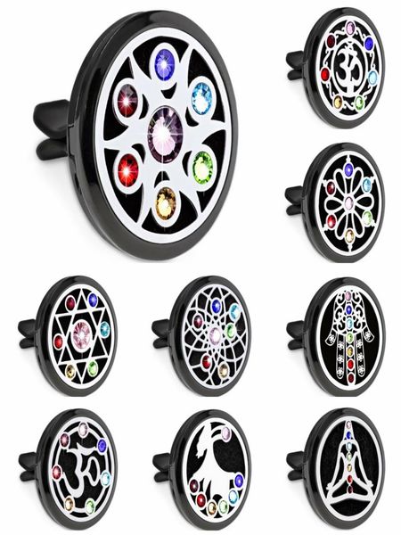 

chakra lucky hand yoga 30mm black color car diffuser locket vent clip air freshener essential oil aromatherapy perfume locket 10pc6743982, Silver