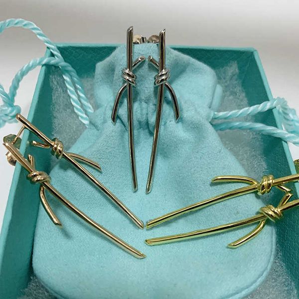 

fashion designer tiff t family s925 sterling silver gu ailing same earrings rose gold knot cross design diamond earrings, Golden