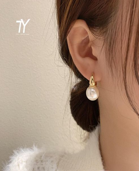 

new charm simple celebrity style gold pearl drop earrings for woman 2021 korean fashion jewelry wedding girl039s sweet accessor1396922, Golden