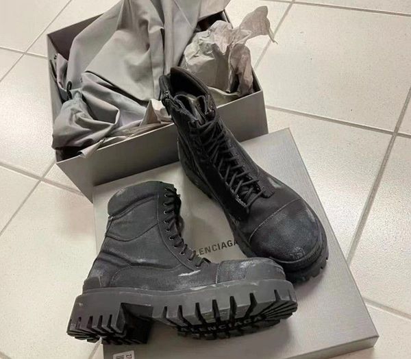 

2023 designer boots winter retro canvas tick sole cement outdoor tooling vulcanized boots exclusive high r military botas003, Black