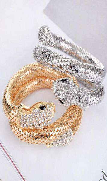 

european fashion punk gold silver bracelet bangle for women men with rhinestone crystals lovers jewelry z951621353931, Golden;silver