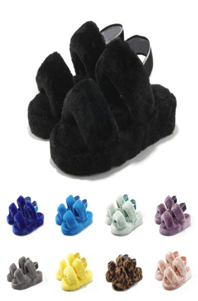 

designer furry slippers women fur fluffy slides slipper girl womens house fur fuzzy sandals mens winter slippers 36442201079, Black