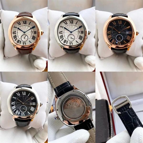 

41mm mens watch leather strap men's automatic mechanical watches transparent back sport waterproof designer watch255f, Slivery;brown