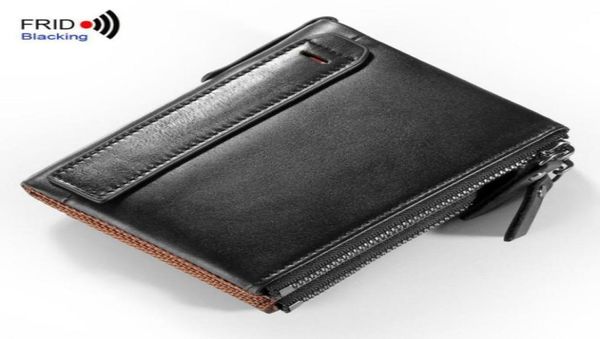 

rfid wallet men fr antitheft coin purse crazy horse genuine leather wallets double zipper carteira vintage slim designer92549567215451, Red;black