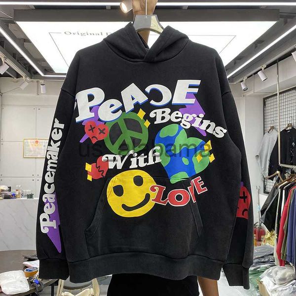 

men's hoodies sweatshirts peace begins with love hoodie men women harajuku stranger things heavy fabric hooded pullover sweatshirts x09, Black
