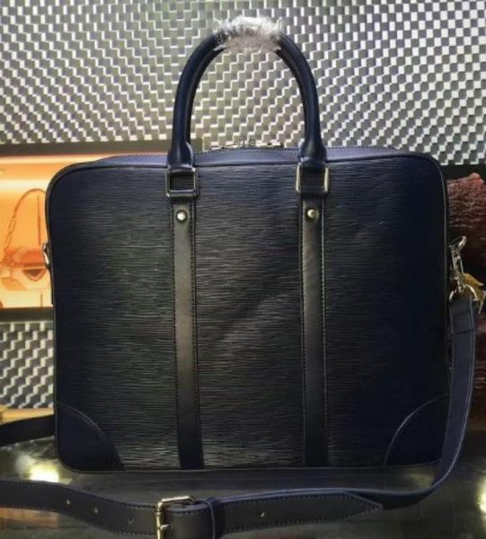 

classic epi water ripple black genuine leather handbags briefcase mens business bags branded design explorer business shoulder bag7974159
