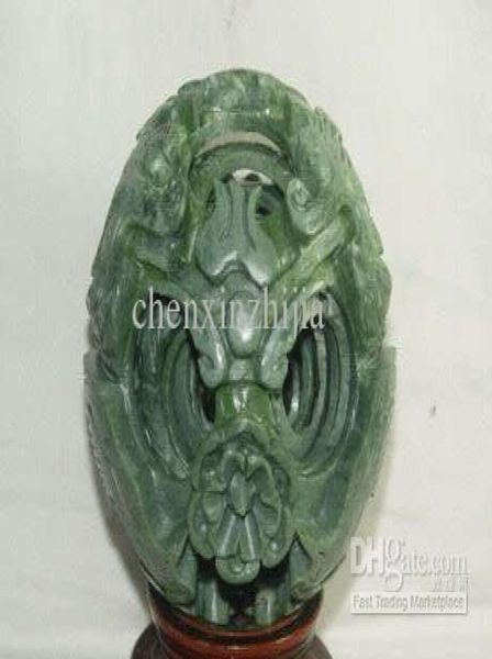 

100mm chinese jade flower magic puzzle ball stand0123457581403