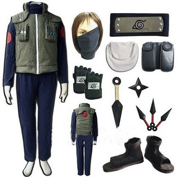 

naruto hatake kakashi full set cosplay costume244k, Black