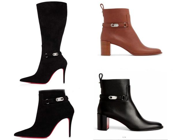 

women ankle boot high heel bootie lock botta leather ankles boots 70mm in cuoio noce lucido black genuine leather with box2487463