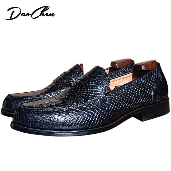 

dress shoes sepatu pria kulit merek mewah coklat hitam slip on motif ular sepatu kasual untuk pernikahan kantor perjamuan 230905, Black