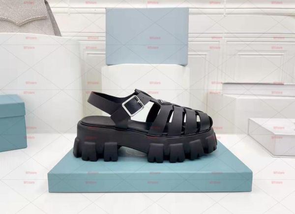 

rubber sandals retro beach footwear upper with metal buckle slippers sandals loafers muller shoes upper with heatsealed crys6366365, Black