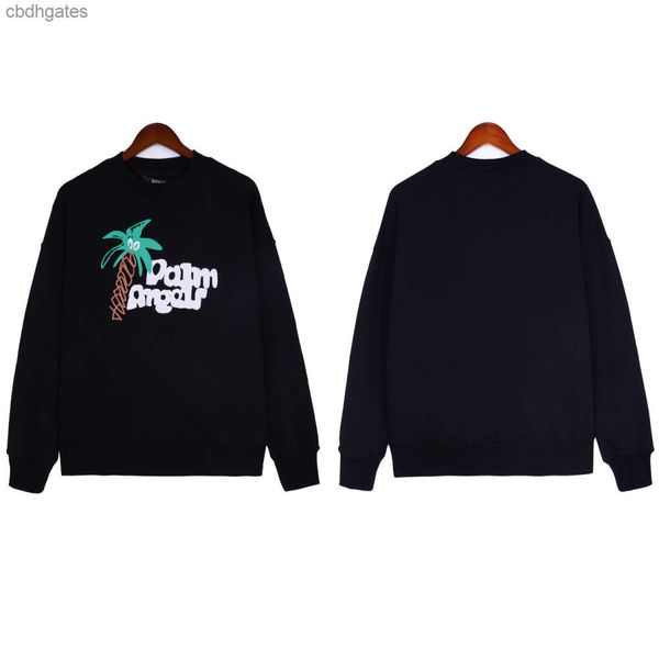 

letter designer streetwear angells print sweater mens fashion hoodies tree pallm 2023 autumn/winter long sleeve casual round neck sweater me, Black