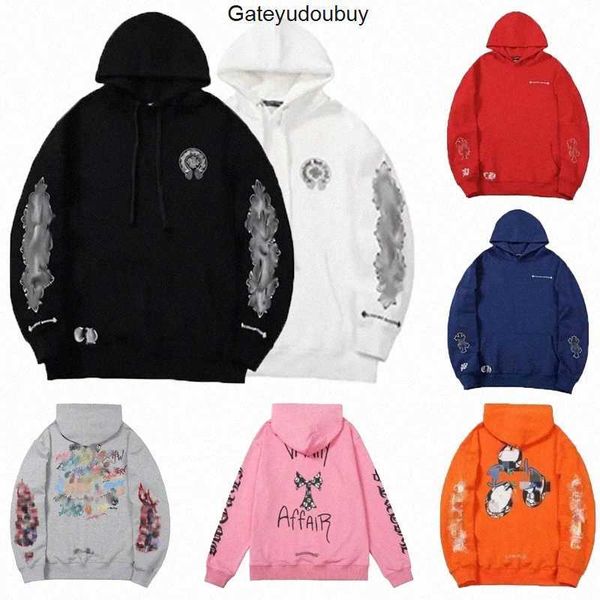 

designer mens hoodies winter sweatshirts heart hoodie ch long sleeve jacket loose coat hooded hoody men woman hip hop 81wg, Black