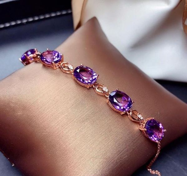 

new fashion amethyst 18k rose gold color treasure luxury purple crystal gemstone bracelet for women fine jewelry christmas gifts2630454, Black