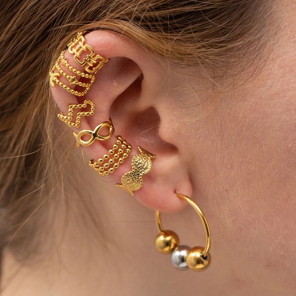 

18k gold stainless steel irregular woven ear clip earrings,women ear cuff, Silver