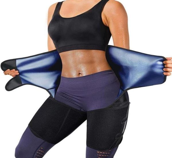 

waist support 4 in 1 sauna sweat trimmer thigh weight loss tummy control trainer workout belt for men and women9116141, Black;gray