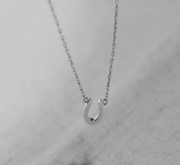 

10pcs n069 gold silver lucky horseshoe necklace mens jewelry horse hoof necklaces cute u necklace small simple paw necklaces2680058