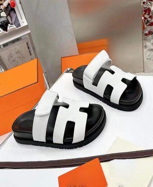 

women designers flat slides slippers sandals runner white platform black genuine leather shoes sandal beach novelty scuffs sh6358010