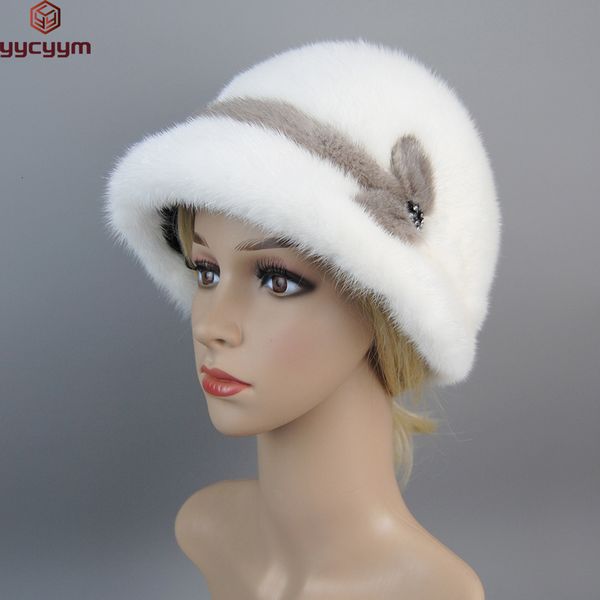 

beanieskull caps russian girl soft knitting real fur bucket hats woman hat winter solid mink with fashion natural 230905, Blue;gray