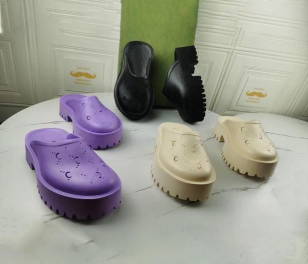 

thick bottom desiner beach rubber lazy slippers indoor outdoor show style le warm fox fur sandals for women slides flip flops q4358527, Black