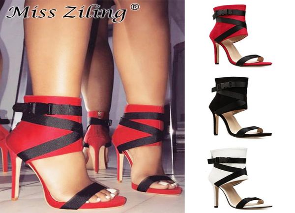 

new sandals women039s high heels fish mouth cross belt fine super red high heel sandals red womens dress shoes fast 3449290, Black