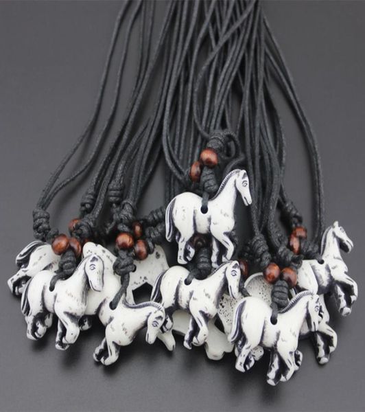 

fashion jewelry whole 12pcslot tribe style imitation bone carved zodiac white horse pendant necklace amulets drop mn3218386, Silver