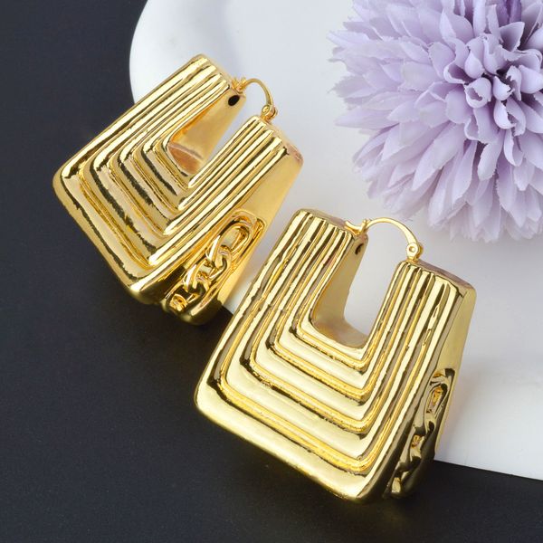 

stud anting-anting warna emas 18k afrika nigeria untuk wanita trapezoid dubai anting-anting hoop ukuran kecil besar perhiasan pesta gantung, Golden;silver
