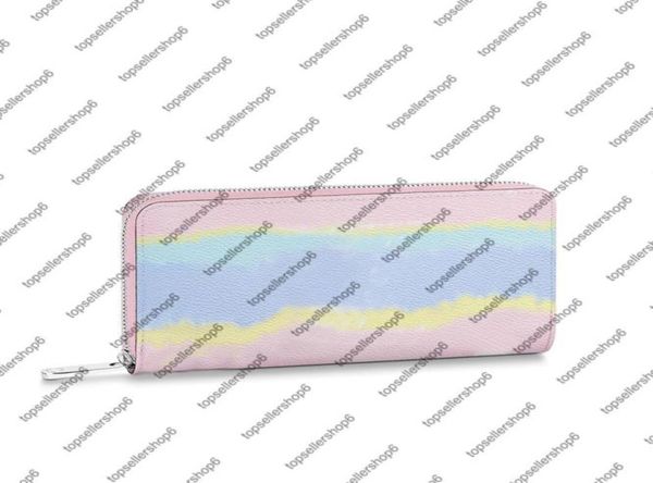 

m69110 m68841 escale zippy wallet canvas real cowhideleather women men tiedye cash card coin zipper wallet purse bag1979799, Red;black