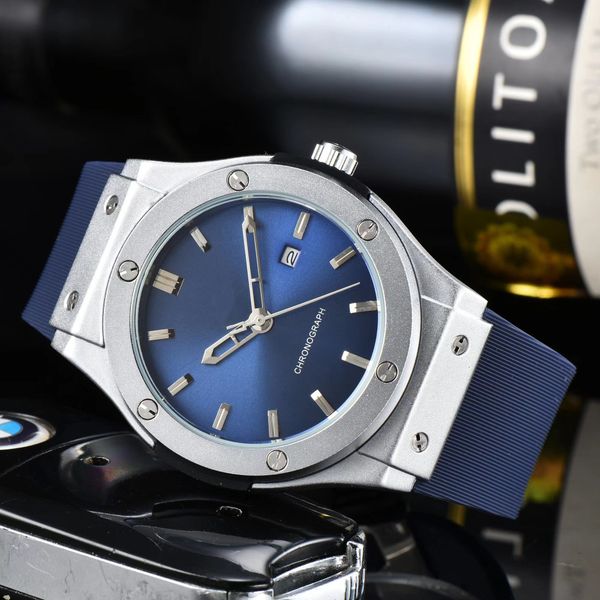 

brand hublox bigbang mens watch luxury rubber strap sapphire mirror mens automatic designer movement watches quartz man watchwristes montre, Slivery;black