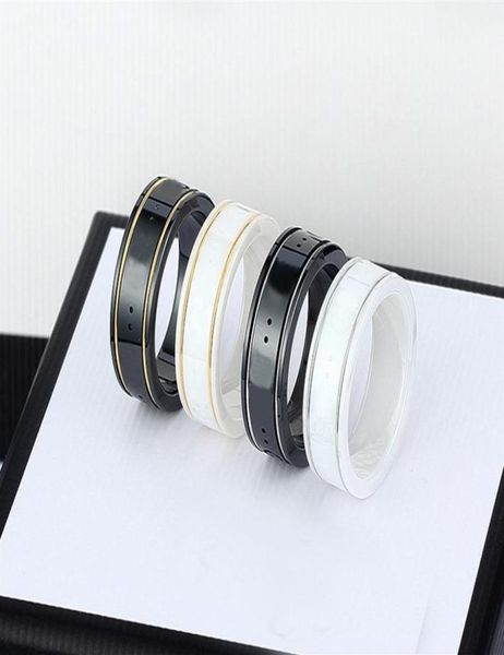 

2022 fashion ceramic band rings black white for women men jewelry gold silver ring323v8180986