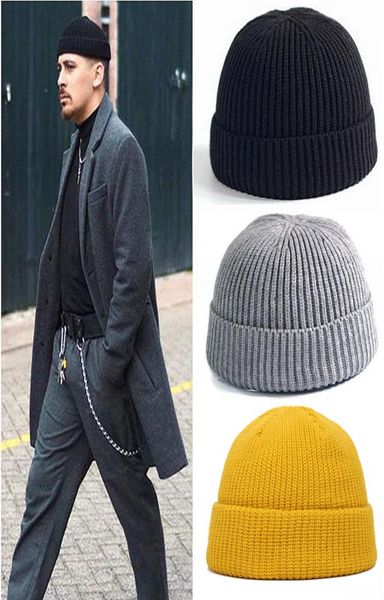

winter retro knit sailor cap solid color brimless hats hip hop beanie skullcap street women men casual melon cap bonnet2813575, Blue;gray
