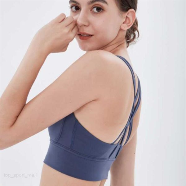 

women yoga vest cross rope solid color nude sports waist tight yogas bras fitness loose jogging sportswear women gathering bra und262u