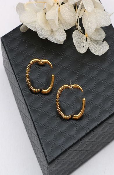 

retro metal earrings studs double letter designer studs women charm earrings jewelry gift silver needle earrings8779358, Golden