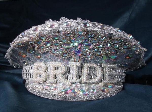 

berets women wedding bride captain hat luxury rhinestone military sergeant hen festival birthday part hatberets8889535, Blue;gray