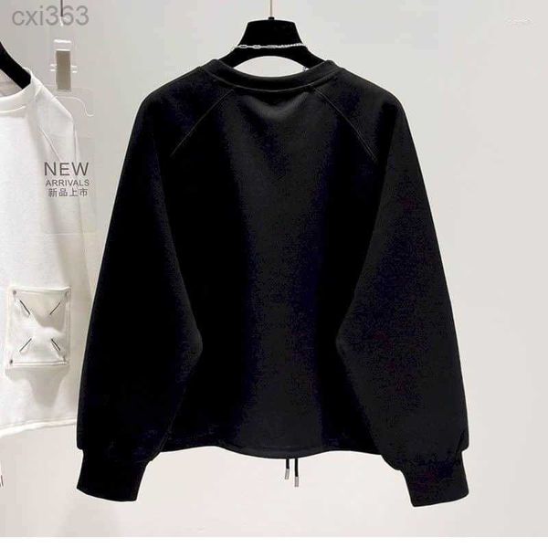 

women hoodies design pocket pullover girl short hem drawstring spring autumn trend pullover korean style fashion loose sweatshirt black