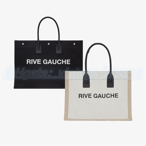 

2022 new style luxury designer shopping bag womens rive gauche outdoor travel tote handbag fashion linen large beach bags crossbod266w