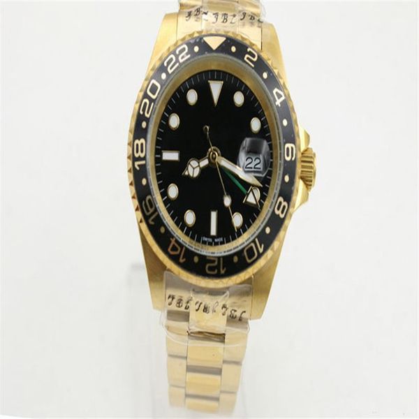 

men's 116713 watch gold case glidelock strap ceramic ring sapphire crystal black three hands calendar 40mm274a, Slivery;brown
