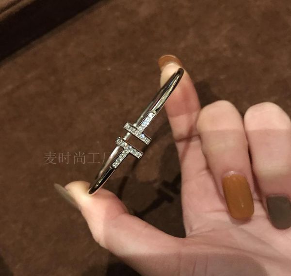 

opening 925 may be adjusted silver jewelry wild fashion simple microscopic setting zircon titanium steel bracelet bracelet female 1267218, Black