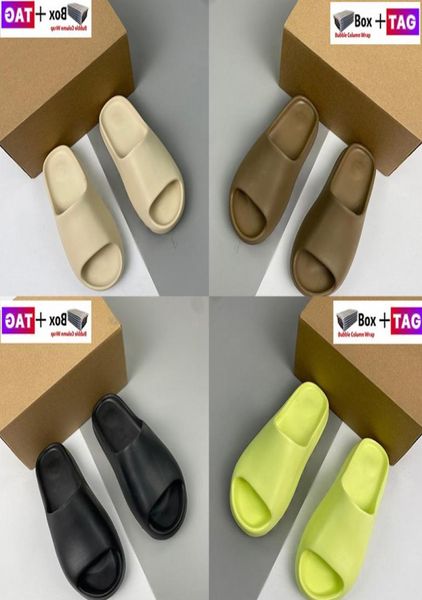 

mens slippers designer flat beach sandals outdoor slide women slides bone desert sand earth brown azure black slipper with box res8976622