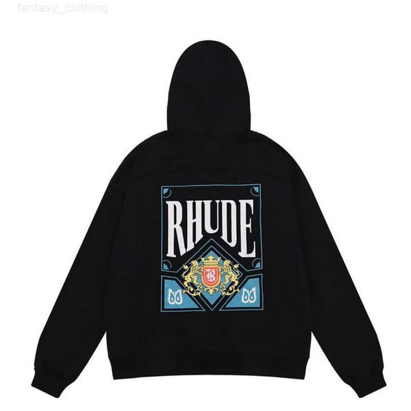 

2023 new rhude hoodie 23ss mens womens designer hoodies casual men women sweatshirts for autumn fashion casual pullovers us size s-xl, Black