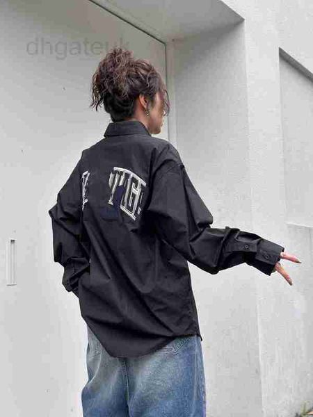 

men's casual shirts designer 2023 autumn correct version embroidered logo loose relaxed long sleeve shirt zf4p, White;black