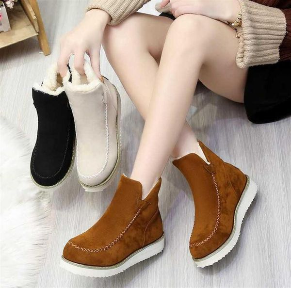 

women039s boots winter warm snow boots women faux suede ankle boots for female winter shoes botas mujer plush shoes woman h09069964001, Black