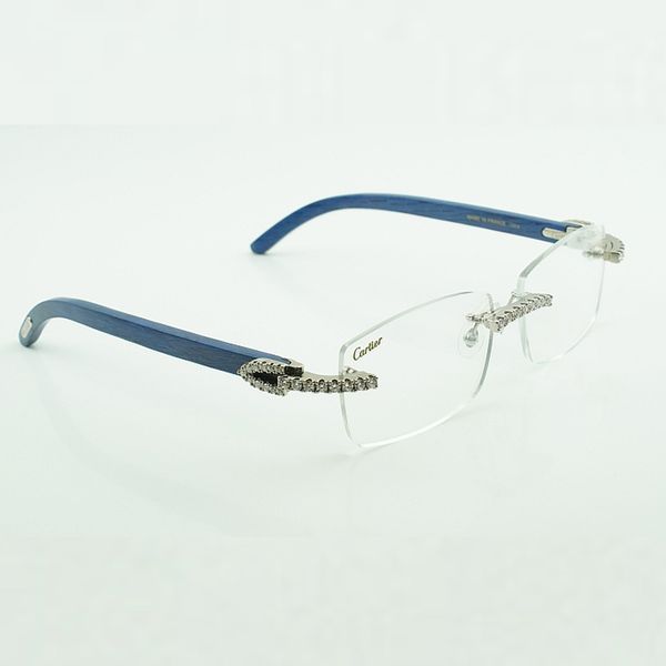 

moissanite diamond luxury fashion wooden glasses 3524015 natural blue wood legs clear glasses lenses of shipping, Silver