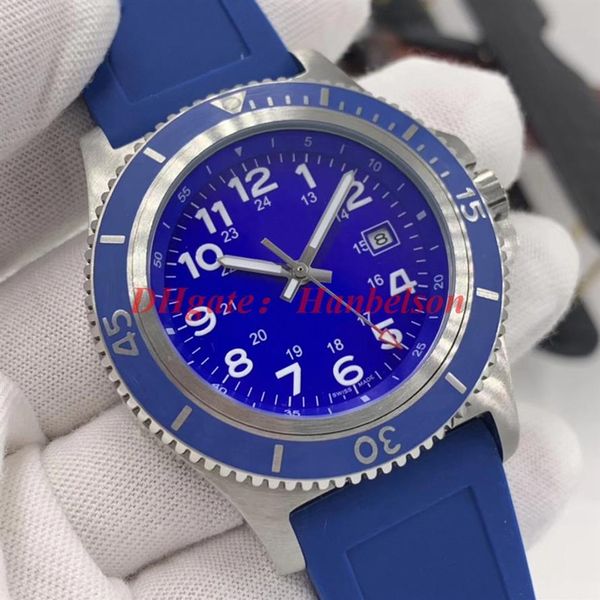 

montre de luxe mens watches blue dial sports rubber strap automatic movement super watch a17365d1 stainless steel case wristwatche273k, Slivery;brown