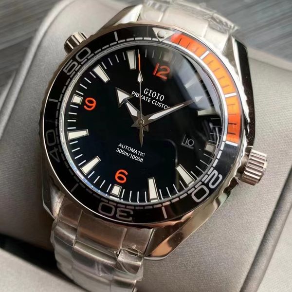 

mens automatic mechanical watch black ceramic luminous, Slivery;brown