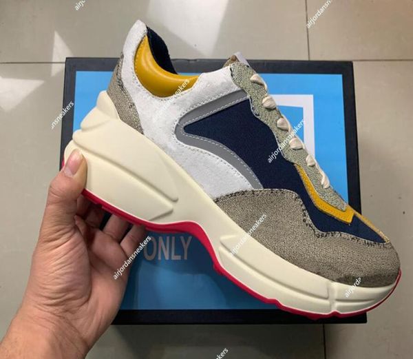 

luxurys designers shoes mens rhyton sneakers beige men trainers vintage luxury chaussures ladies casual shoe with box size 35455007510