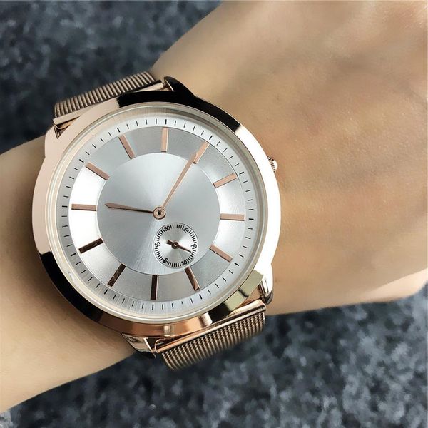 

brand watches women lady men lovers' style steel metal band quartz wrist watch ar18194r, Slivery;brown