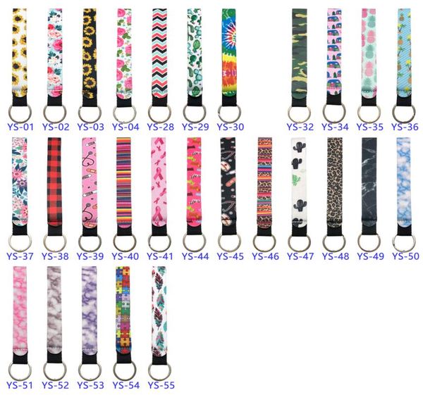 

dhl neoprene wristlet keychain fashion printed hand wrist lanyard keyrings women bag pendant tassel keychains car key hol9509745, Slivery;golden